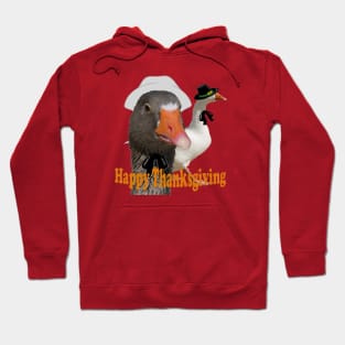 Fun Happy Thanksgiving Pilgrim Duck Couple In Costume Hoodie